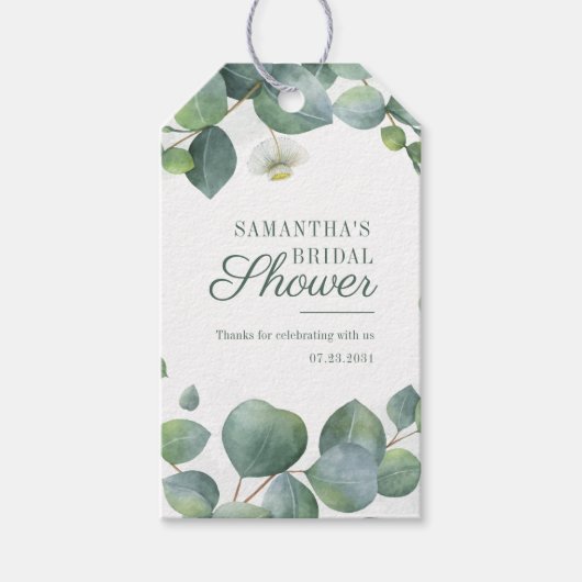 Waterverf groene bruiloft feestelijke opening cadeaulabel (Voorkant)