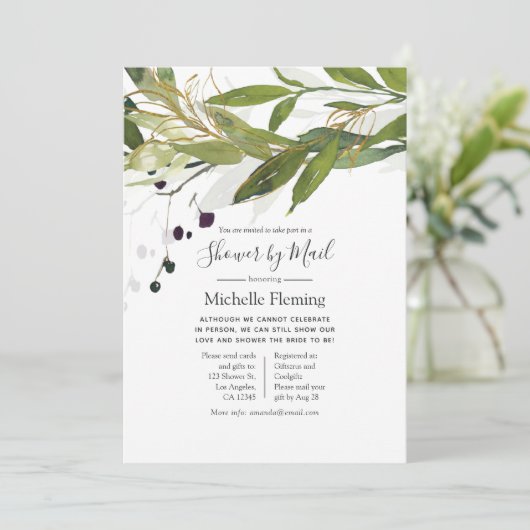 Waterverf Groene Bruiloft of Baby Shower per Post Kaart (Staand voorkant)