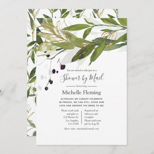 Waterverf Groene Bruiloft of Baby Shower per Post Kaart (Voorkant / Achterkant)