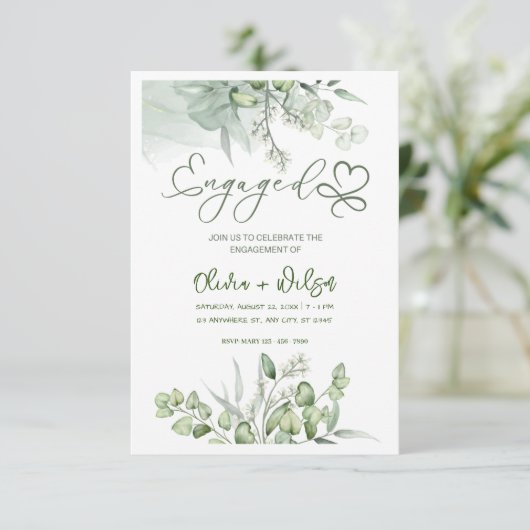 waterverf groene bruiloft opslaan van de datum uit kaart (Staand voorkant)