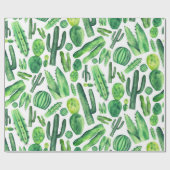 Waterverf groene cactus Botanische patroon Natuur Cadeaupapier (Vlak)