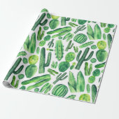 Waterverf groene cactus Botanische patroon Natuur Cadeaupapier (Uitgerold)