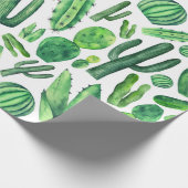 Waterverf groene cactus Botanische patroon Natuur Cadeaupapier (Hoek)