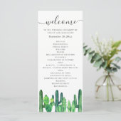 Waterverf groene cactus en succulenten bruiloft programmakaart (Staand voorkant)