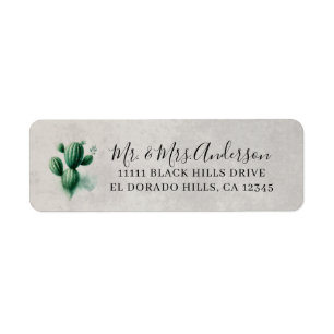 Waterverf groene cactus grijs zuidwestelijke bruil etiket