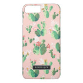 Waterverf Groene Cactus Patroon Roze iPhone Case (Achterkant)