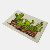 Waterverf groene cactusplanten deurmat (Schuin)