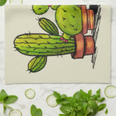 Waterverf groene cactusplanten theedoek (Gevouwen)