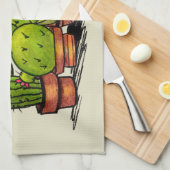 Waterverf groene cactusplanten theedoek (Quarter Fold)
