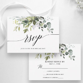 Waterverf Groene Calligrafie Bruiloft RSVP Kaartje