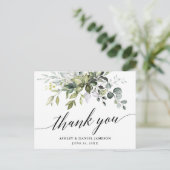 Waterverf Groene Calligrafie Huwelijk Bedankt Briefkaart (Staand voorkant)