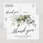 Waterverf Groene Calligraphy Trouw Dank Je Briefkaart (Voorkant / Achterkant)