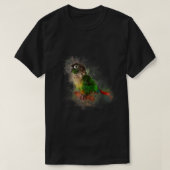 Waterverf Groene Cheek Conure papegaai T-shirt (Design voorkant)