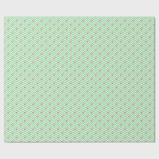 Waterverf Groene Chevron Roze Flamingo's Cadeaupapier (Vlak)