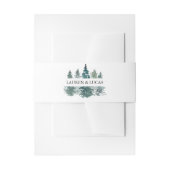 Waterverf groene dennenbomen bos rustieke bruiloft uitnodigingen wikkel (Voorkant Voorbeeld)