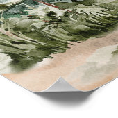 Waterverf groene dennenbos op de berg poster (Hoek)