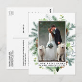 Waterverf Groene Dennenhouten Liefde en Dank Trouw Briefkaart (Voorkant / Achterkant)