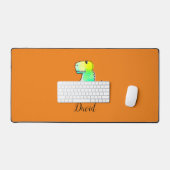 Waterverf groene dinosaurus met aangepaste naam bureaumat (Keyboard & Muis)