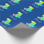 Waterverf groene dinosaurus met aangepaste naam cadeaupapier (Hoek)