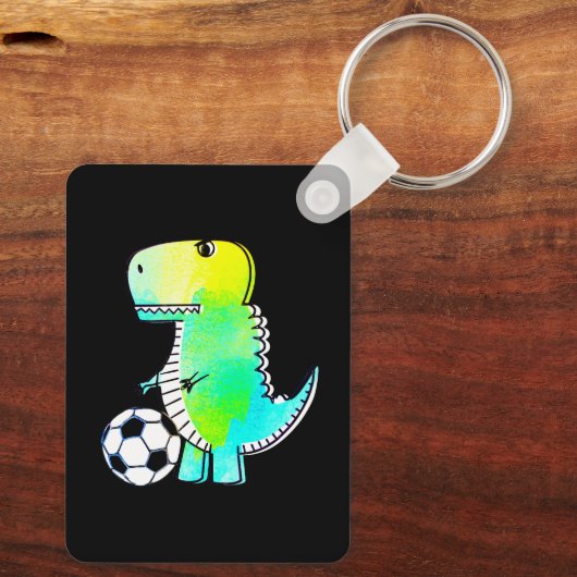 Waterverf groene dinosaurus met aangepaste naam sleutelhanger (Achterkant)