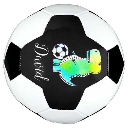 Waterverf groene dinosaurus met aangepaste naam voetbal (Gedraaid)