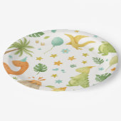 Waterverf Groene Dinosaurus Verjaardagspapier Bord (Gekanteld)