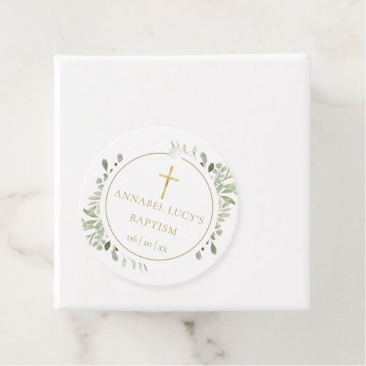 Waterverf Groene Doop Christening Bedankjes Labels (In situ)