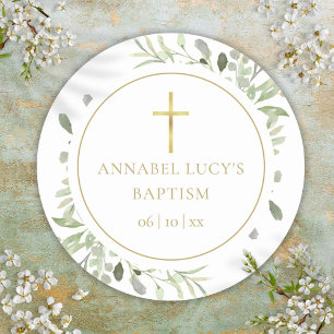 Waterverf Groene Doop Christening Ronde Sticker