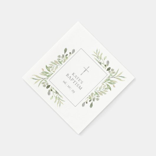 Waterverf Groene Doop Christening Servet (Hoek)