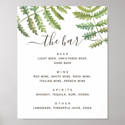 Waterverf groene drinken voor bladbladbruiloft poster (Voorkant)