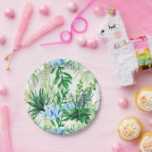 Waterverf Groene en Blauwe Succulente Planten, bla Papieren Bordje (Feest)