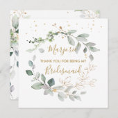 Waterverf groene en goudbladeren Flat Hartelijk da Bedankkaart (Voorkant / Achterkant)