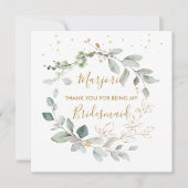 Waterverf groene en goudbladeren Flat Hartelijk da Bedankkaart (Voorkant)