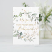 Waterverf groene en goudbladeren Flat Hartelijk da Bedankkaart (Staand voorkant)