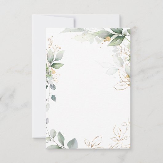 Waterverf groene en goudbladeren Flat Hartelijk da Bedankkaart (Achterkant)