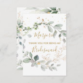 Waterverf groene en goudbladeren Flat Hartelijk da Bedankkaart (Voorkant / Achterkant)