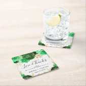 Waterverf groene en gouden bloemen bruiloft kartonnen onderzetters (Insitu)