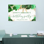 Waterverf groene en gouden bloemen spandoek (Beurs)