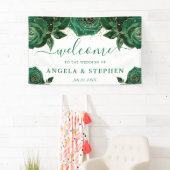 Waterverf groene en gouden rozen bruiloft spandoek (Insitu)
