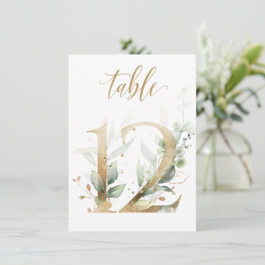 Waterverf Groene en goudvulling, tabel nummer 12 Kaart (Staand voorkant)