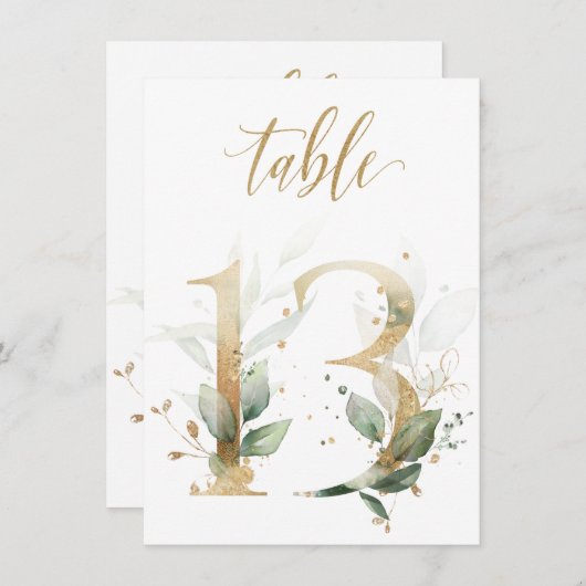 Waterverf Groene en goudvulling, tabel nummer 13 Kaart (Voorkant / Achterkant)