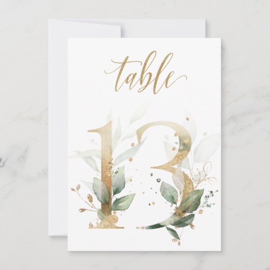 Waterverf Groene en goudvulling, tabel nummer 13 Kaart (Voorkant)