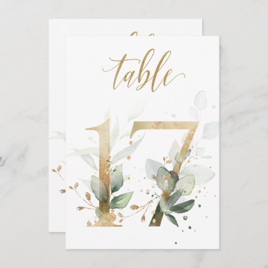 Waterverf Groene en goudvulling, Tabel nummer 17 Kaart (Voorkant / Achterkant)