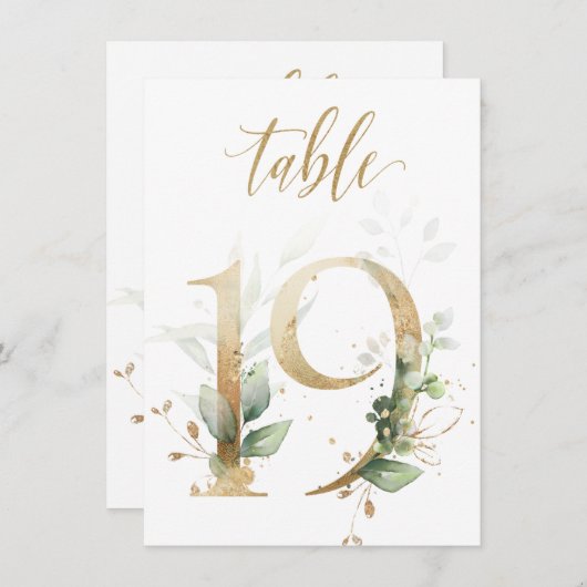 Waterverf Groene en goudvulling, Tabel nummer 19 Kaart (Voorkant / Achterkant)