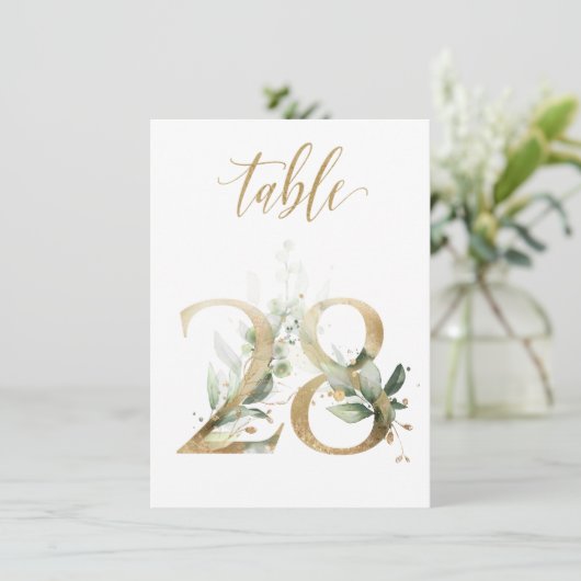 Waterverf Groene en goudvulling, tabel nummer 28 Kaart (Staand voorkant)