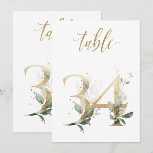 Waterverf Groene en goudvulling, Tabel nummer 34 Kaart (Voorkant / Achterkant)