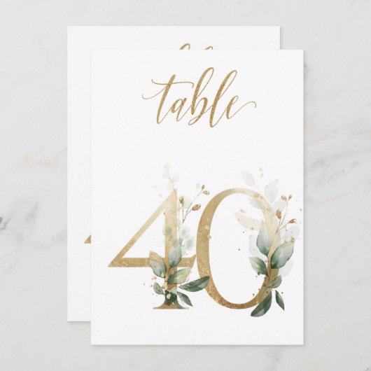 Waterverf Groene en goudvulling, Tabel nummer 40 Kaart (Voorkant / Achterkant)