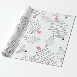 Waterverf groene en rode kerstbomen cadeaupapier