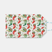 Waterverf groene en rode kousen Cadeaulabel (Voorkant (Horizontaal))
