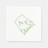 Waterverf groene en witte hydrangea bruiloft servet (Voorkant)